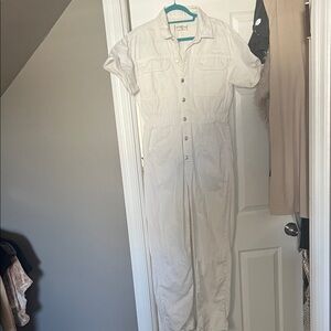We The Free Cream Button-Up Jumpsuit